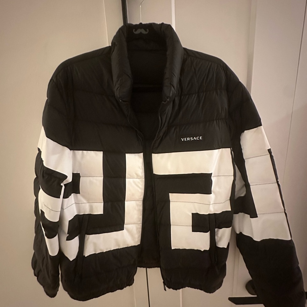 Versace Black Down Greca Puffer Jacket - image 2